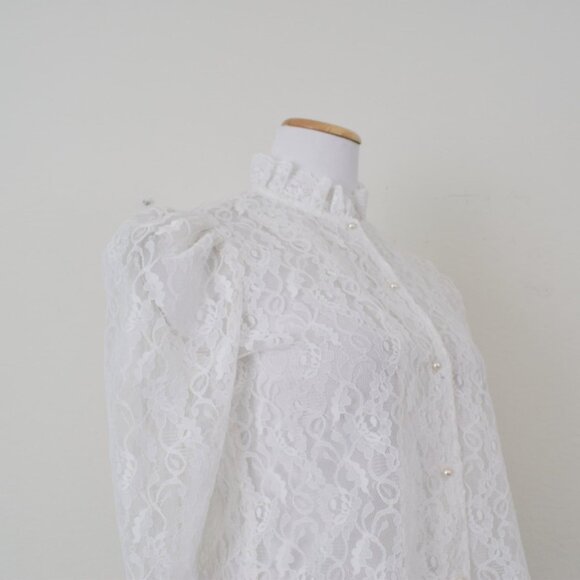 Vintage Victorian Lace Poets Blouse‎ - Picture 9 of 10